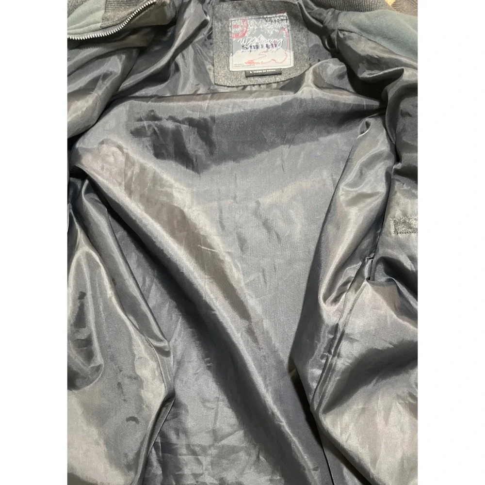 Whispering Smith‎ Gray Lined Double Breasted Heavy Wool Blend Coat Large Read